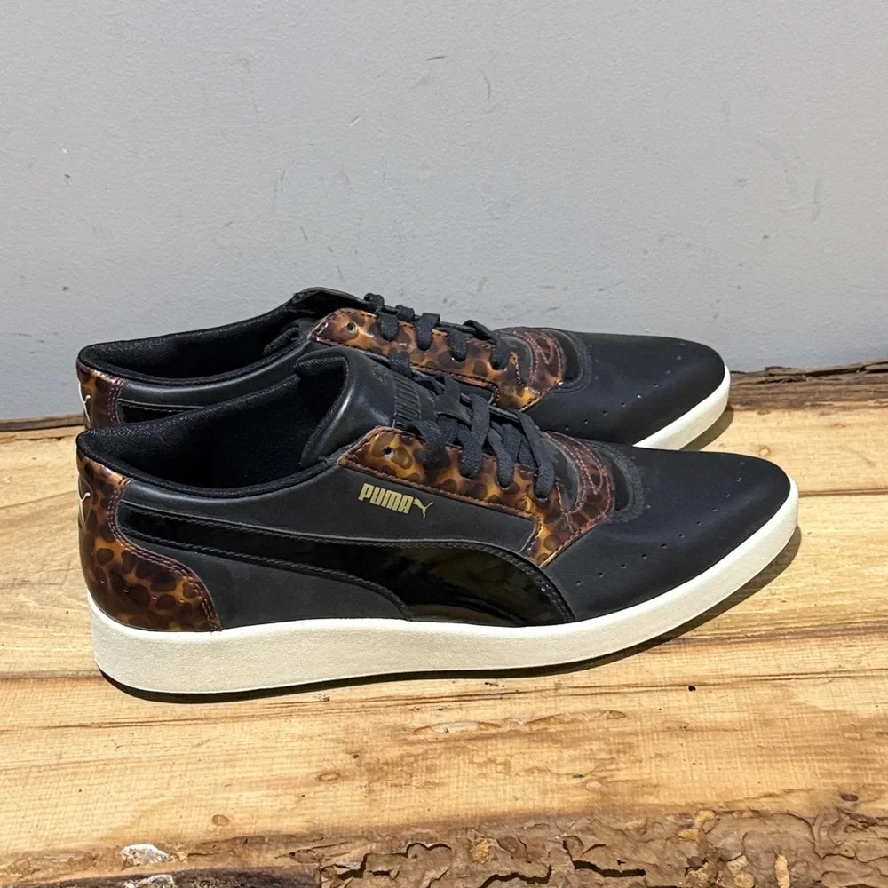 *NEW* Puma Pointy Creepers Patent Black and Tortoise Lace Up Size 10 A43
